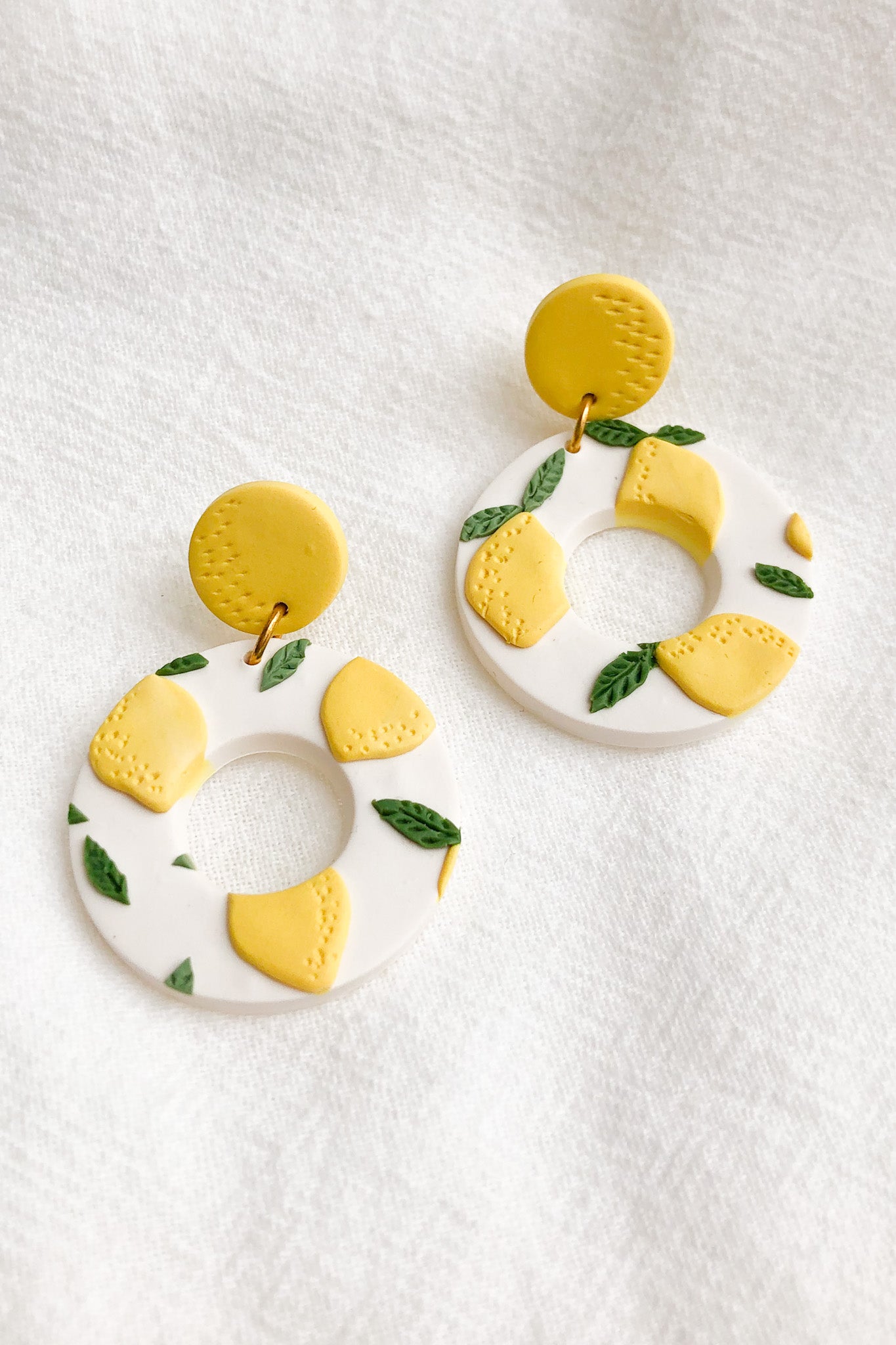 Handmade Clay Lemon Earrings