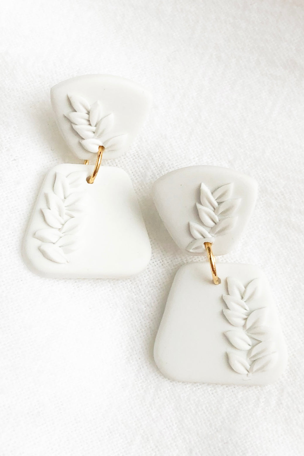 White Bridal Handmade Clay Earrings
