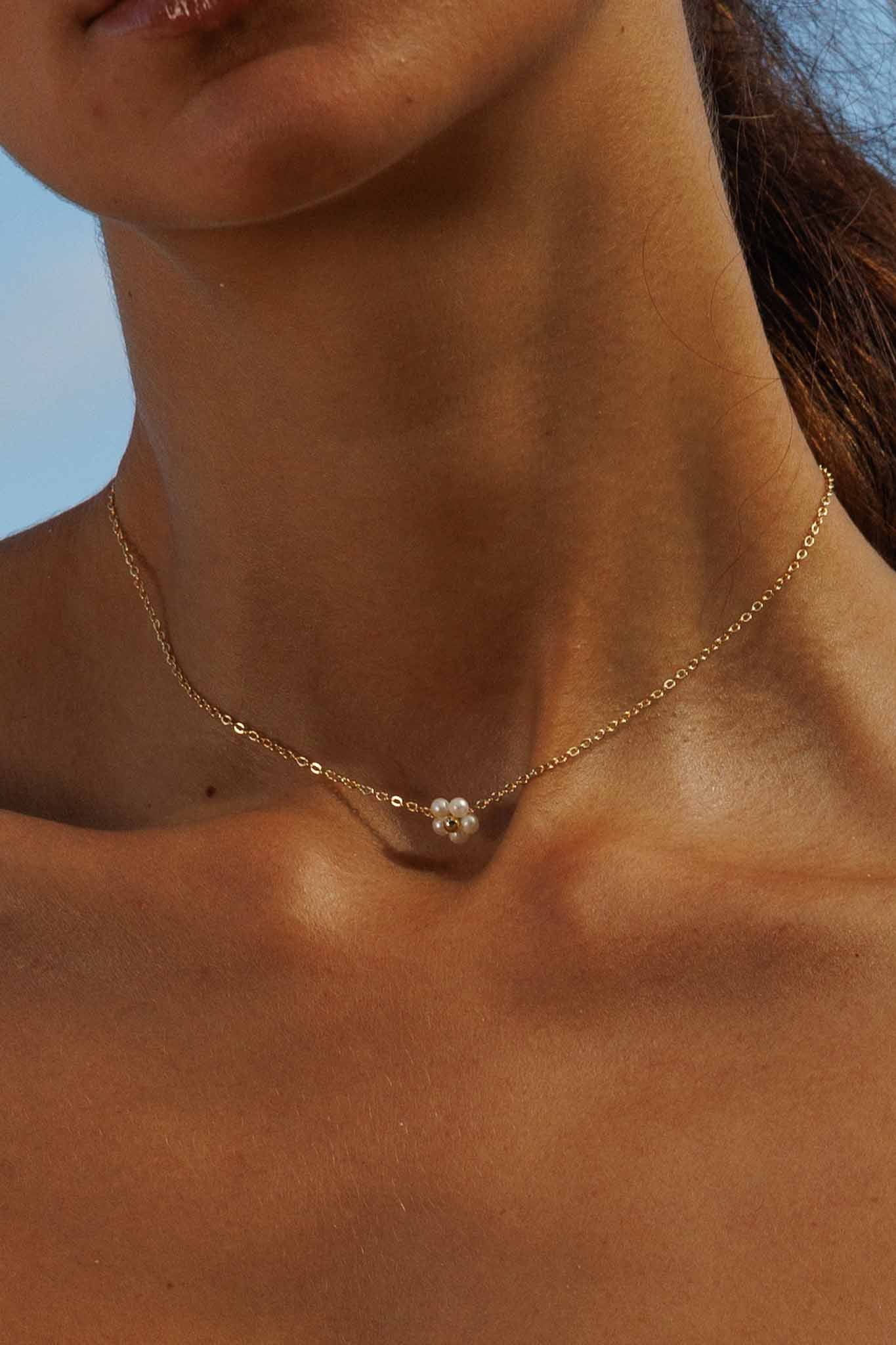 Flower Freshwater Pearl Choker Necklace